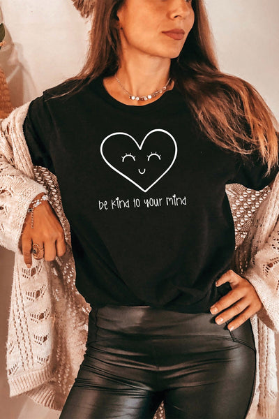 Be Kind To Your Mind T-Shirt Black Shirts Selfawear 