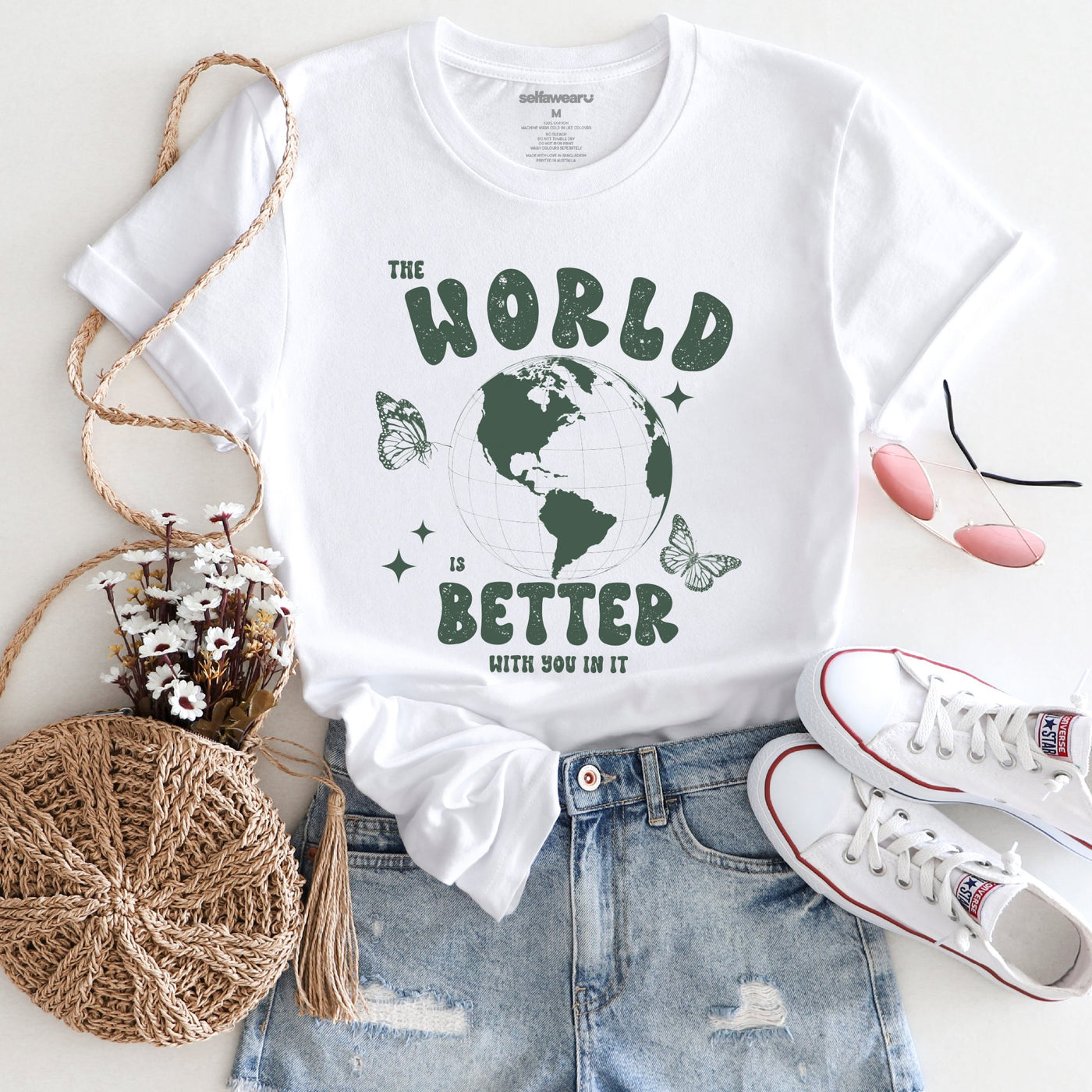 Better World With You T-Shirt White Shirts Selfawear 