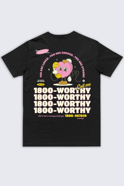 Call Me Worthy Hotline T-Shirt Black Shirts Selfawear 