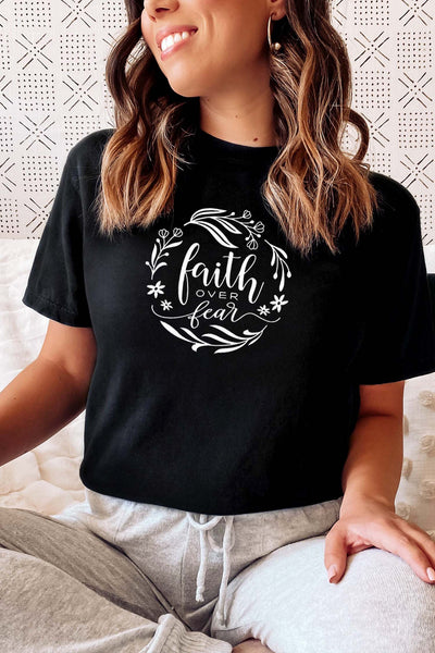 Faith Over Fear T-Shirt Black Shirts Selfawear 