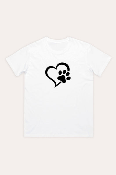 Heart & Paws Tapered T-Shirt White Shirts Selfawear 