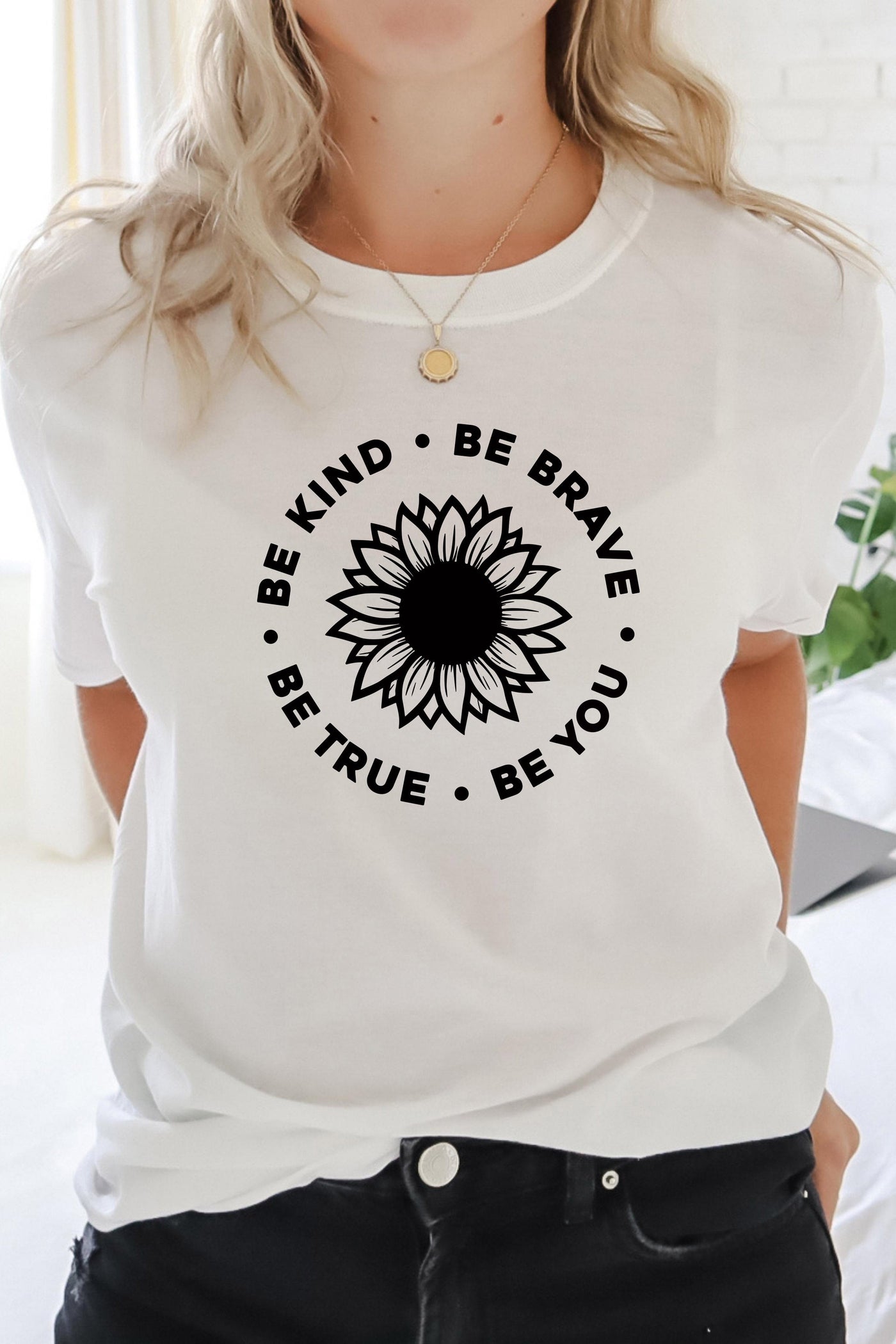 Kind.Brave.True.You. Tapered T-Shirt White Shirts Selfawear 