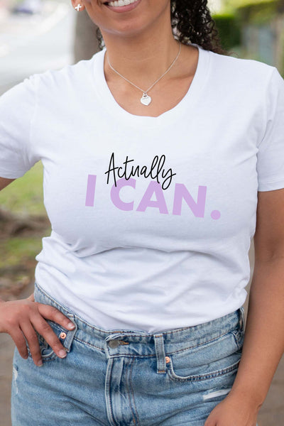 Actually I Can. Tapered T-Shirt White Shirts Selfawear 