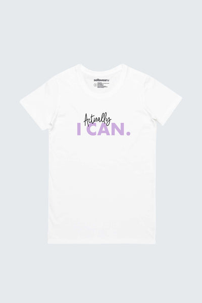 Actually I Can. Tapered T-Shirt White Shirts Selfawear 