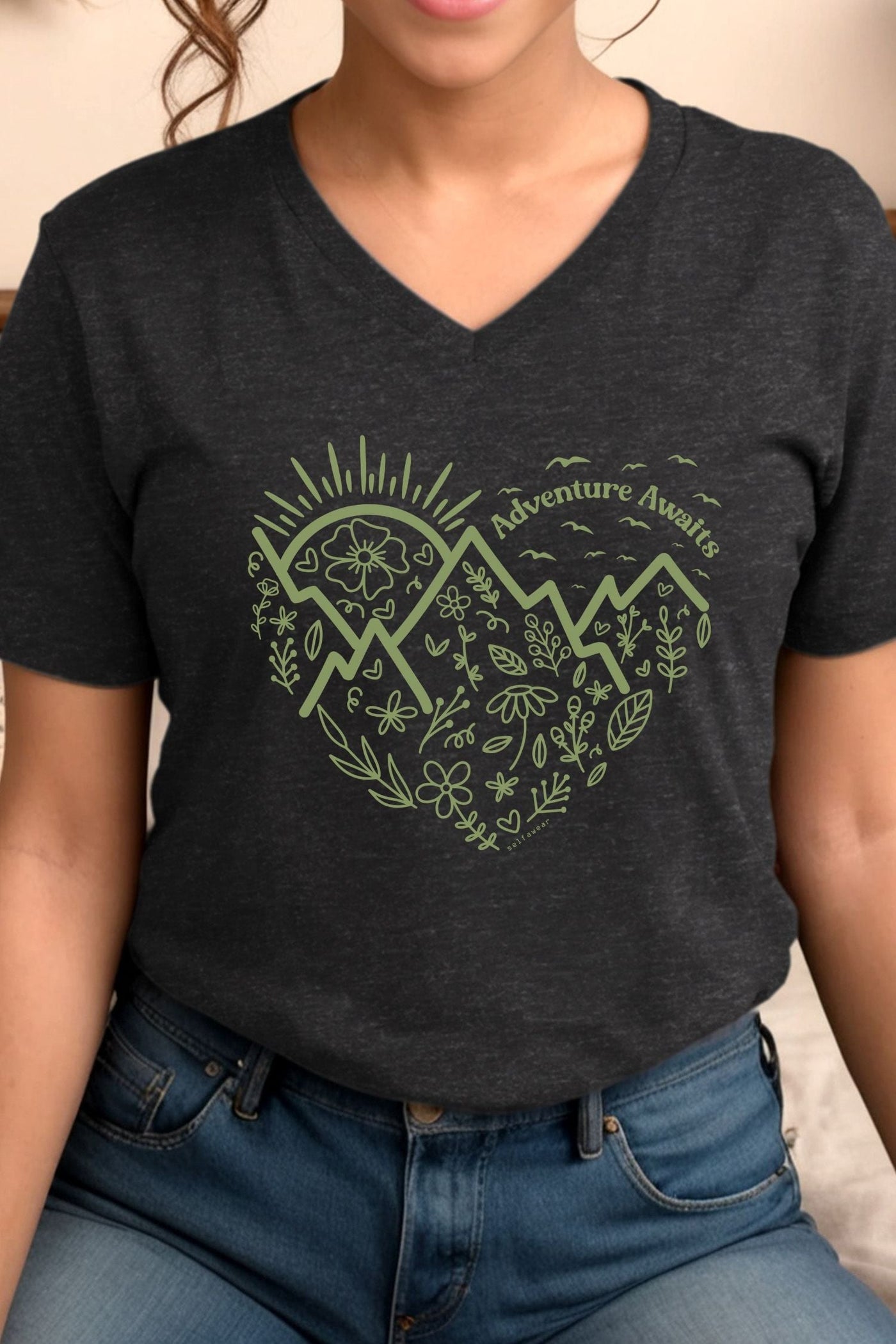 Adventure Awaits V-Neck T-Shirt Ashe V-Necks Selfawear 
