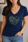 Adventure Awaits V-Neck T-Shirt Navy