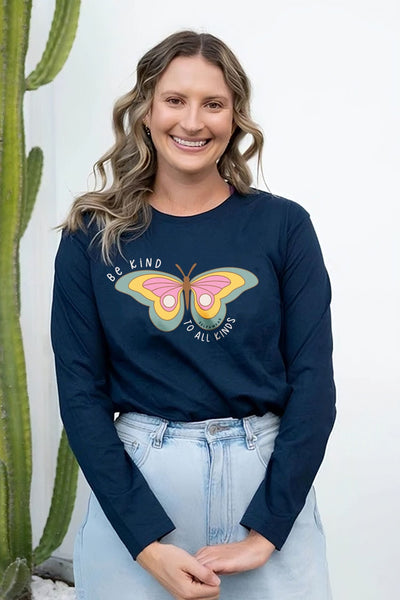 All Kinds Long Sleeve T-Shirt Navy Long Sleeve Shirts Selfawear 