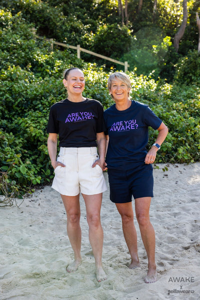 AWAKE ACADEMY COLLAB - "Are You Awake?" - Purple Print - T-Shirt Black Shirts Selfawear 