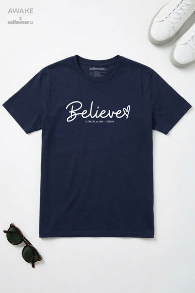 AWAKE ACADEMY COLLAB - "Believe" T-Shirt Navy Shirts Selfawear 