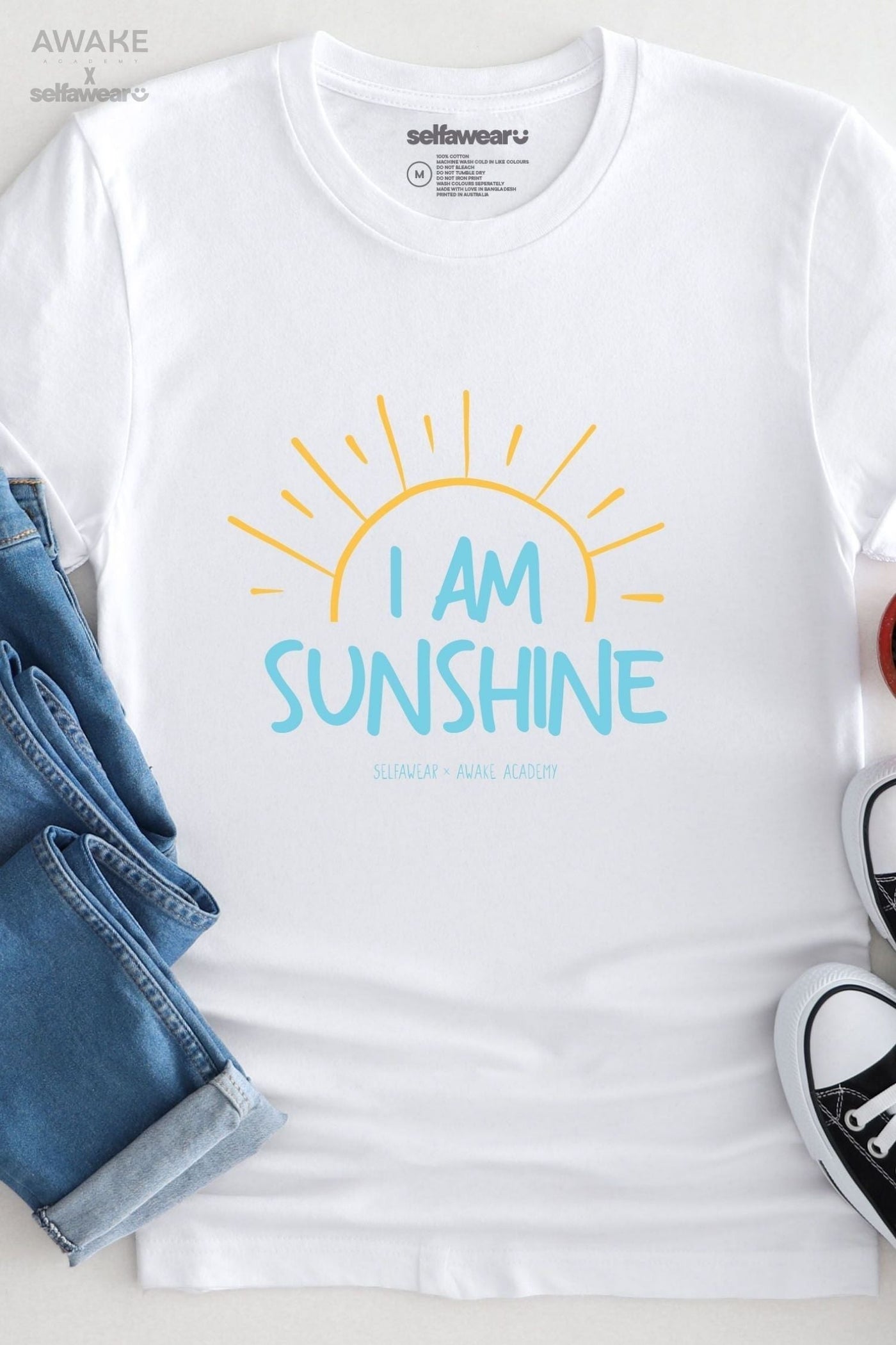 AWAKE ACADEMY COLLAB - "I am Sunshine" - T-Shirt White Shirts Selfawear 