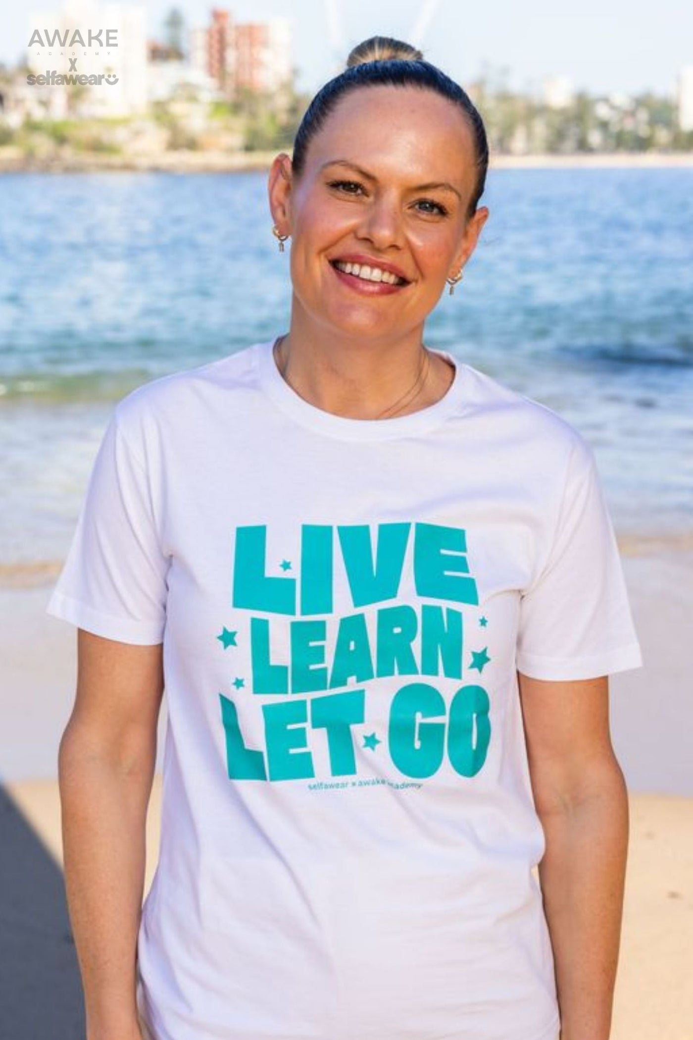 AWAKE ACADEMY COLLAB - "Live. Learn. Let Go" T-Shirt White Shirts Selfawear 
