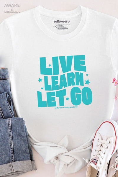 AWAKE ACADEMY COLLAB - "Live. Learn. Let Go" T-Shirt White Shirts Selfawear 