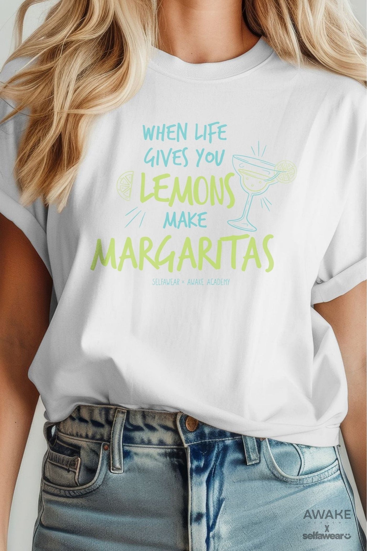 AWAKE ACADEMY COLLAB - "Margarita's" T-Shirt White Shirts Selfawear 