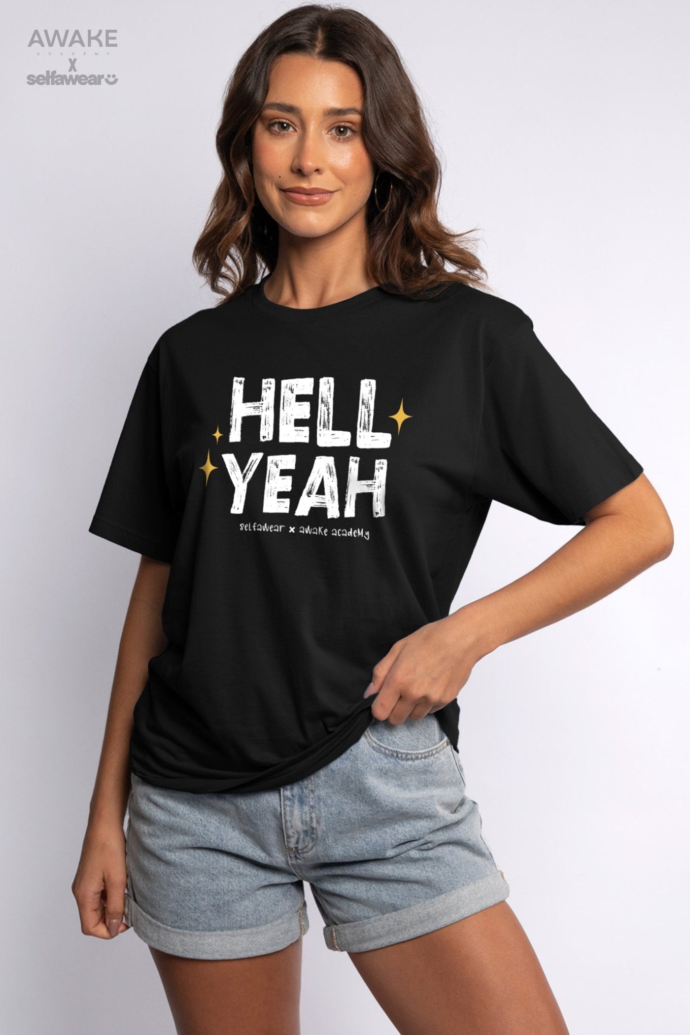 AWAKE ACADEMY COLLAB TAKE 2 - Hell Yeah T-Shirt Black | Selfawear®