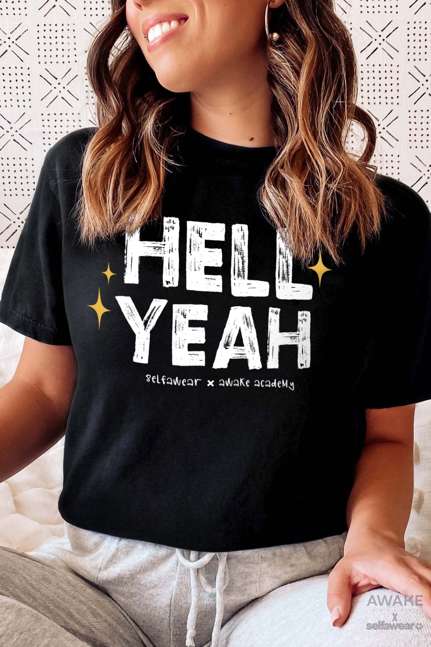 AWAKE ACADEMY COLLAB TAKE 2 - Hell Yeah T-Shirt Black | Selfawear®
