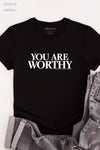 AWAKE ACADEMY COLLAB - You are Worthy White Print - T-Shirt Black