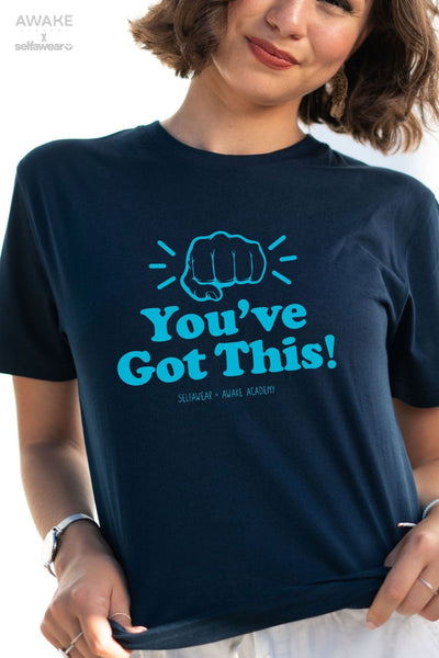 AWAKE ACADEMY COLLAB - "You've Got This" Light Blue Print - T-Shirt Navy Shirts Selfawear 
