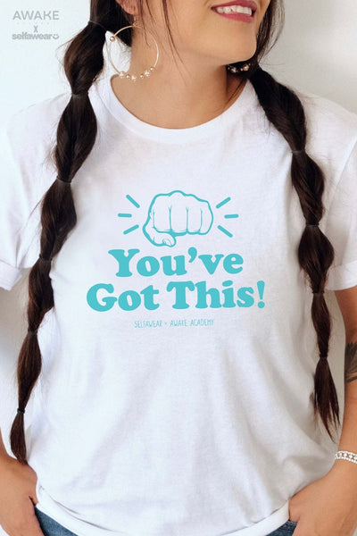 AWAKE ACADEMY COLLAB - "You've Got This" - Light Blue Print - T-Shirt White Shirts Selfawear 