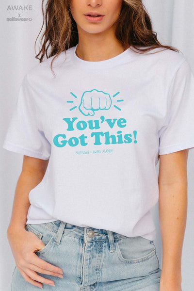 AWAKE ACADEMY COLLAB - "You've Got This" - Light Blue Print - T-Shirt White Shirts Selfawear 