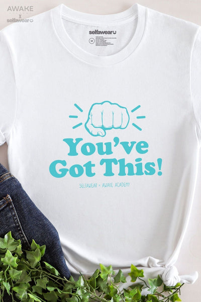 AWAKE ACADEMY COLLAB - "You've Got This" - Light Blue Print - T-Shirt White Shirts Selfawear 