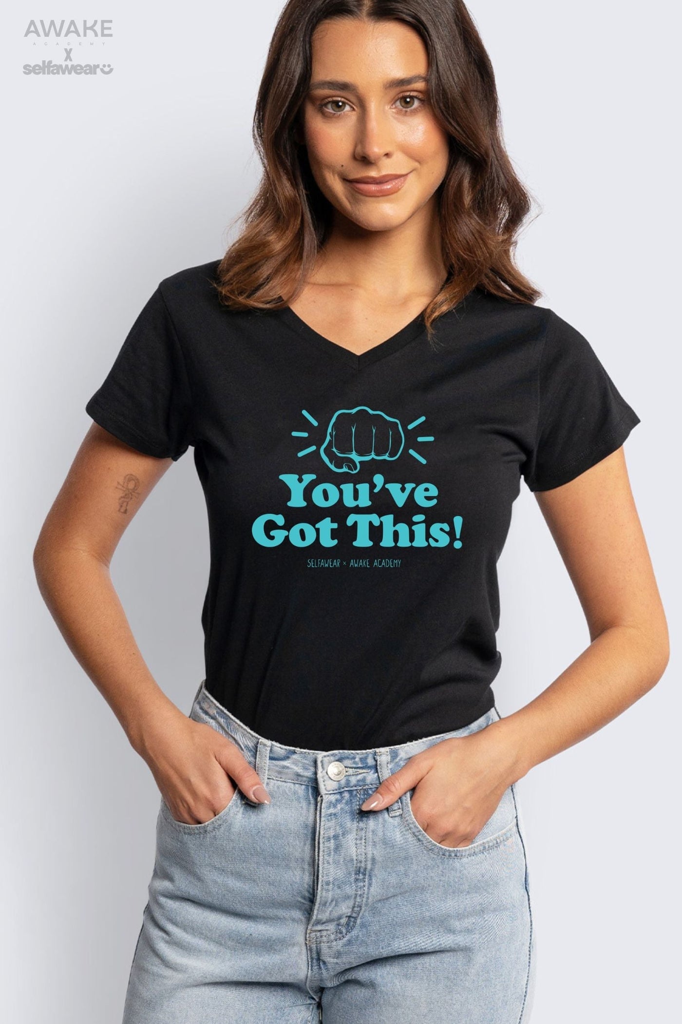 Awake Academy | You've Got This V-Neck T-Shirt Black V-Necks Selfawear 