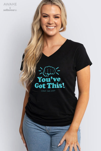 Awake Academy | You've Got This V-Neck T-Shirt Black V-Necks Selfawear 