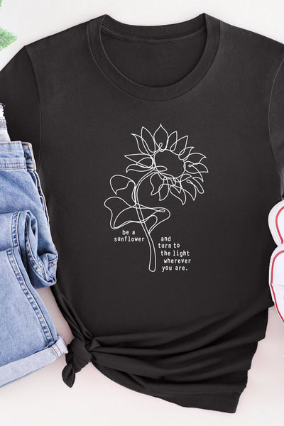 Be A Sunflower Tapered T-Shirt Black Shirts Selfawear 