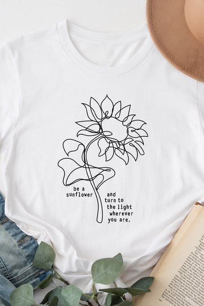 Be A Sunflower Tapered T-Shirt White Shirts Selfawear 