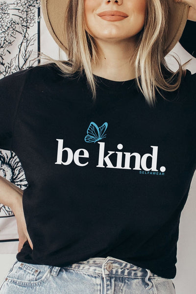 Be Kind Butterfly T-Shirt Black Shirts Selfawear 