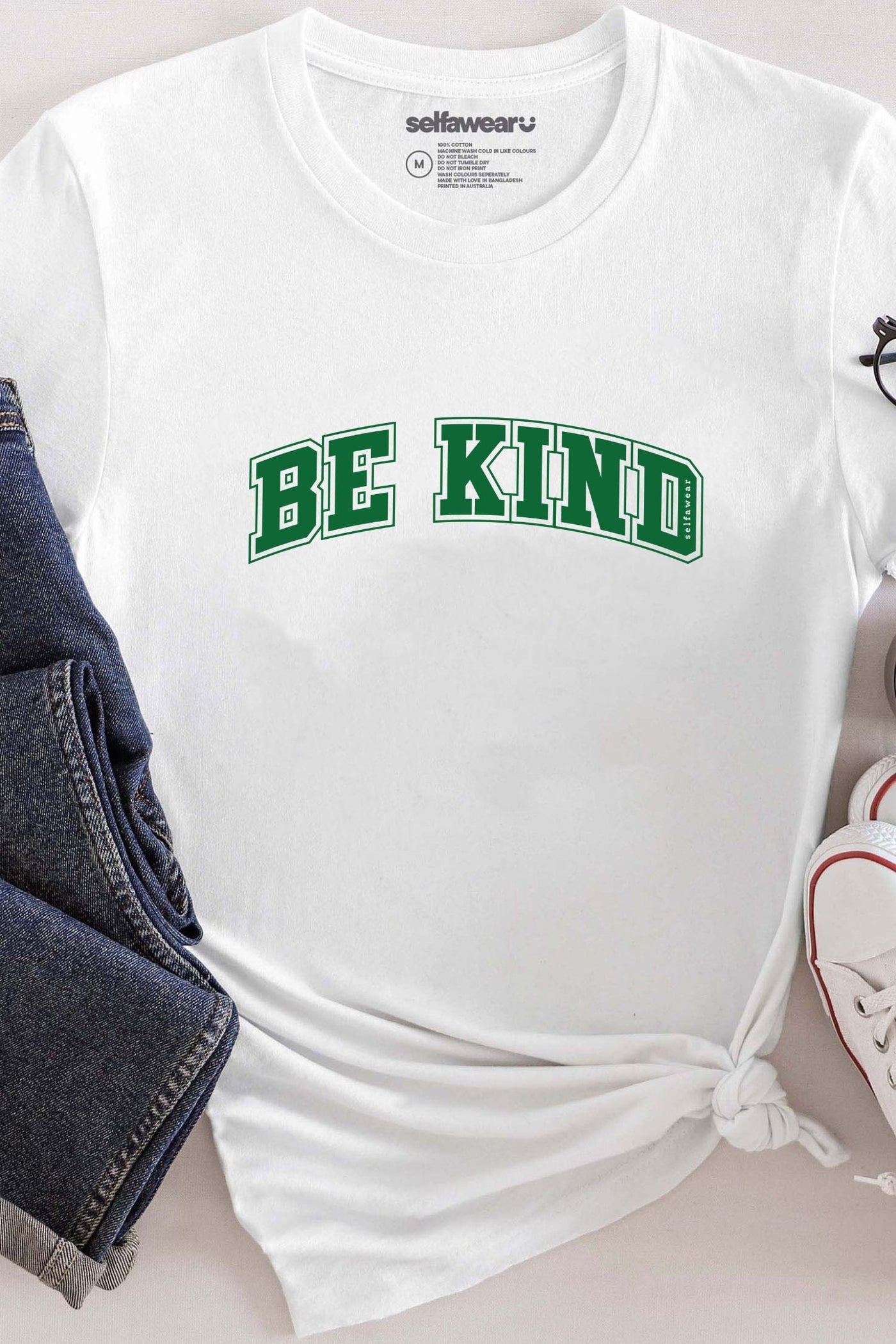 Be Kind College T-Shirt White Shirts Selfawear 