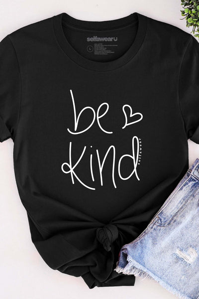 Be Kind Heart T-Shirt Black Shirts Selfawear 