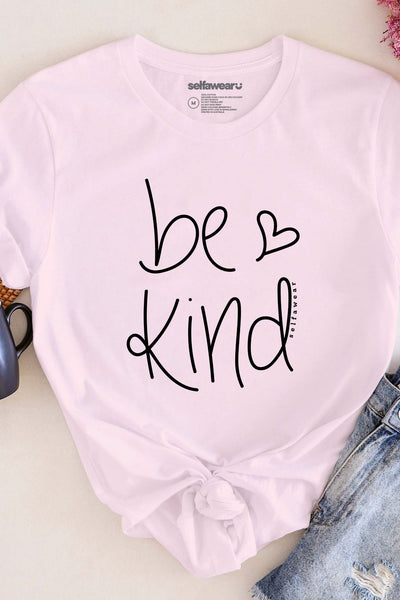Be Kind Heart T-Shirt Pink Shirts Selfawear 