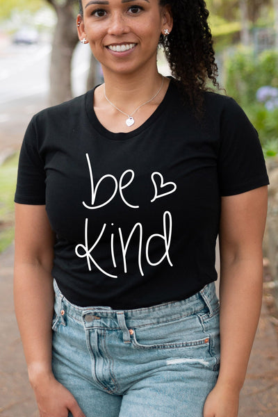 Be Kind Heart Tapered T-Shirt Black Shirts Selfawear 