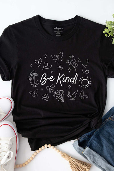 Be Kind Scribble T-Shirt Black Shirts Selfawear 