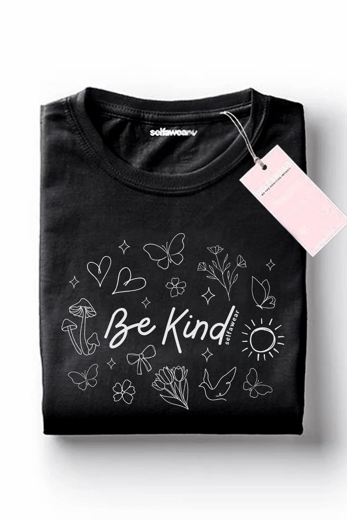 Be Kind Scribble T-Shirt Black Shirts Selfawear 