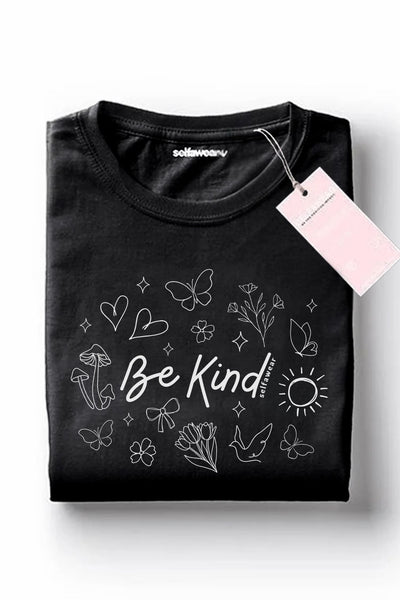 Be Kind Scribble T-Shirt Black Shirts Selfawear 