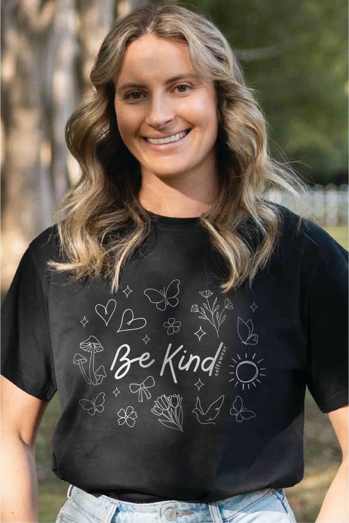Be Kind Scribble T-Shirt Black Shirts Selfawear 