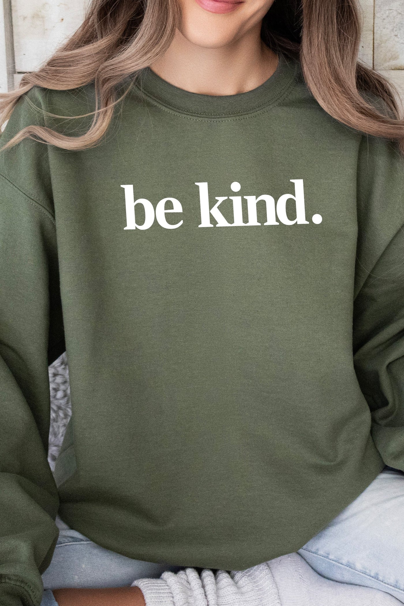 Be Kind Sweatshirt Olive Sweatshirt Selfawear 