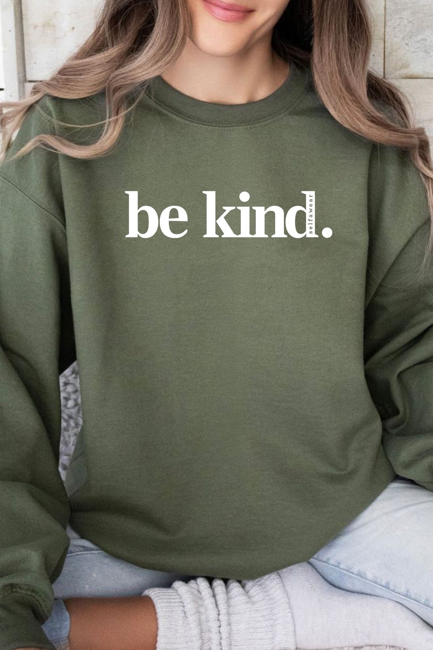 Be Kind Sweatshirt Olive Sweatshirt Selfawear 