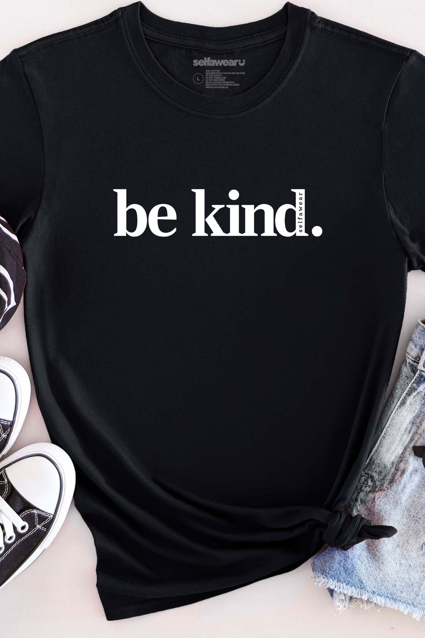 Be Kind. T-Shirt Black Shirts Selfawear 