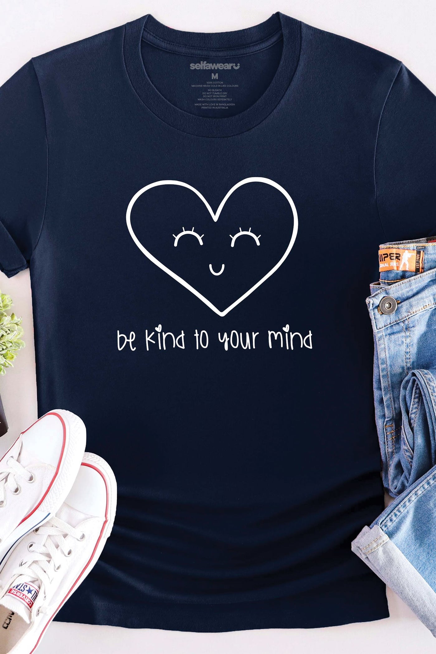 Be Kind To Your Mind T-Shirt Navy Shirts Selfawear 
