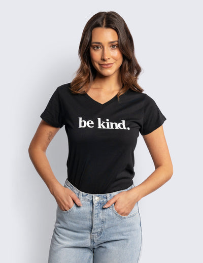 Be Kind. V-Neck T-Shirt Black Shirts Selfawear 