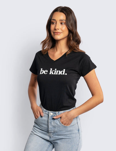 Be Kind. V-Neck T-Shirt Black Shirts Selfawear 