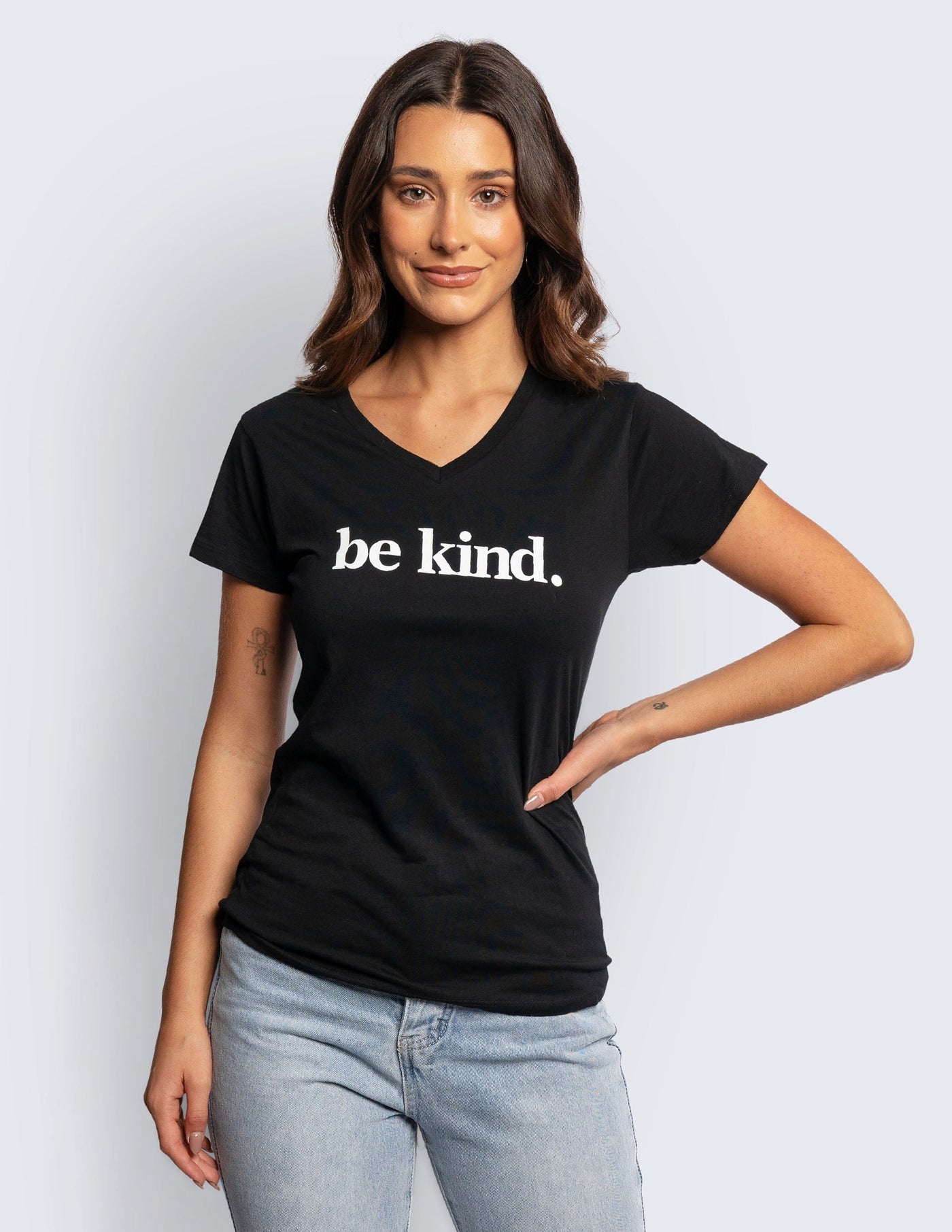 Be Kind. V-Neck T-Shirt Black Shirts Selfawear 