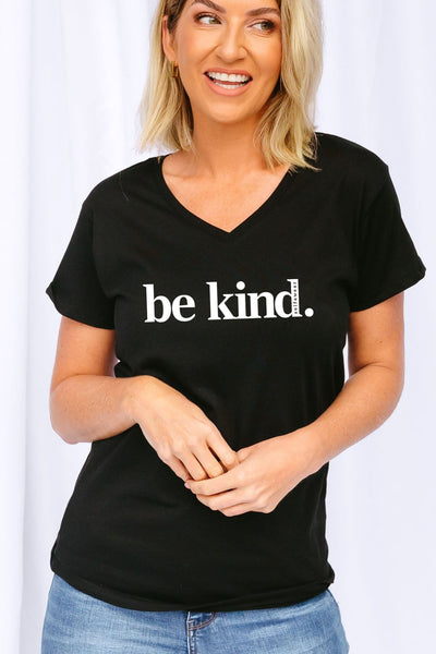Be Kind. V-Neck T-Shirt Black V-Necks Selfawear 