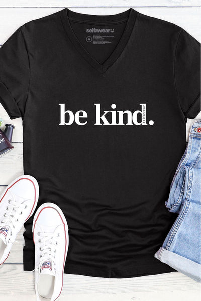 Be Kind. V-Neck T-Shirt Black V-Necks Selfawear 