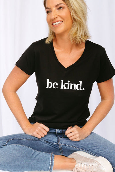 Be Kind. V-Neck T-Shirt Black V-Necks Selfawear 