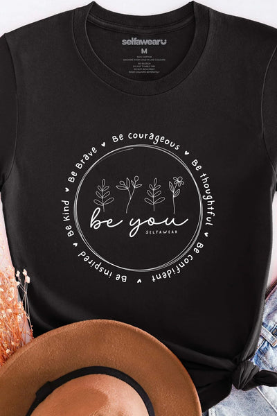 Be You Heart T-Shirt Black Shirts Selfawear 