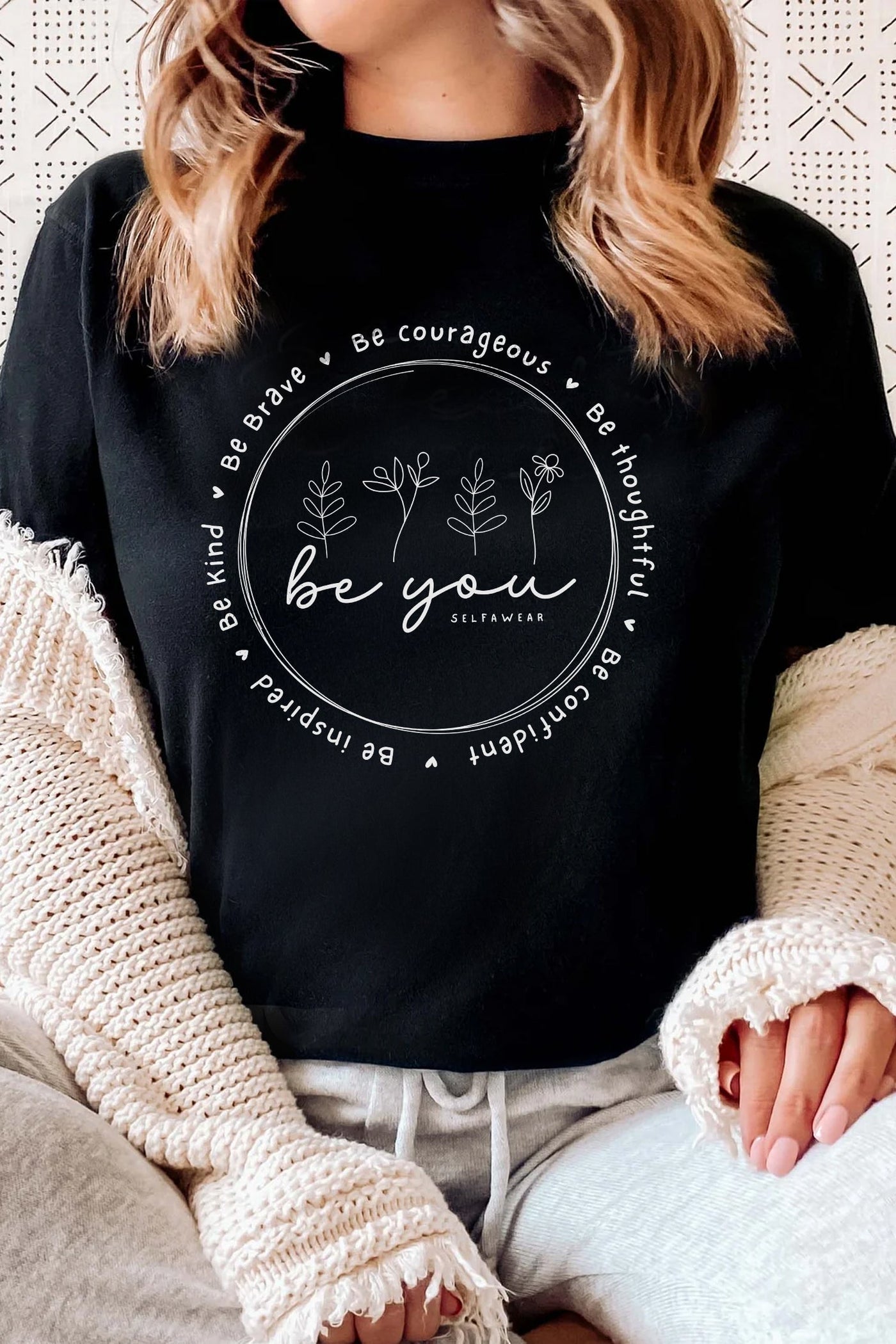 Be You Heart T-Shirt Black Shirts Selfawear 