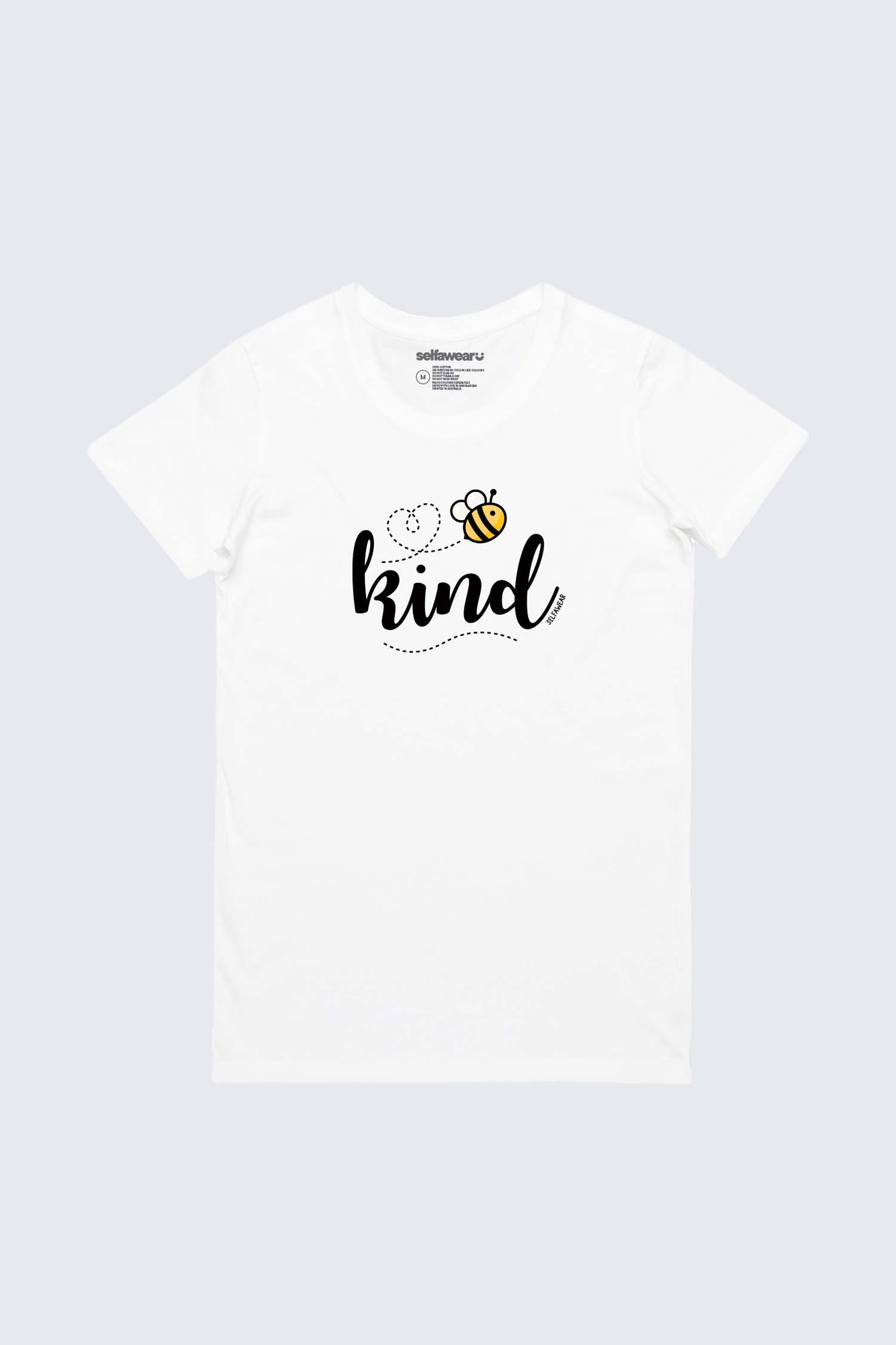 Bee Kind Script Tapered T-Shirt White Shirts Selfawear 